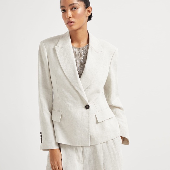 Brunello Cucinelli Women's Linen Blazer Jacket Single BreastSize